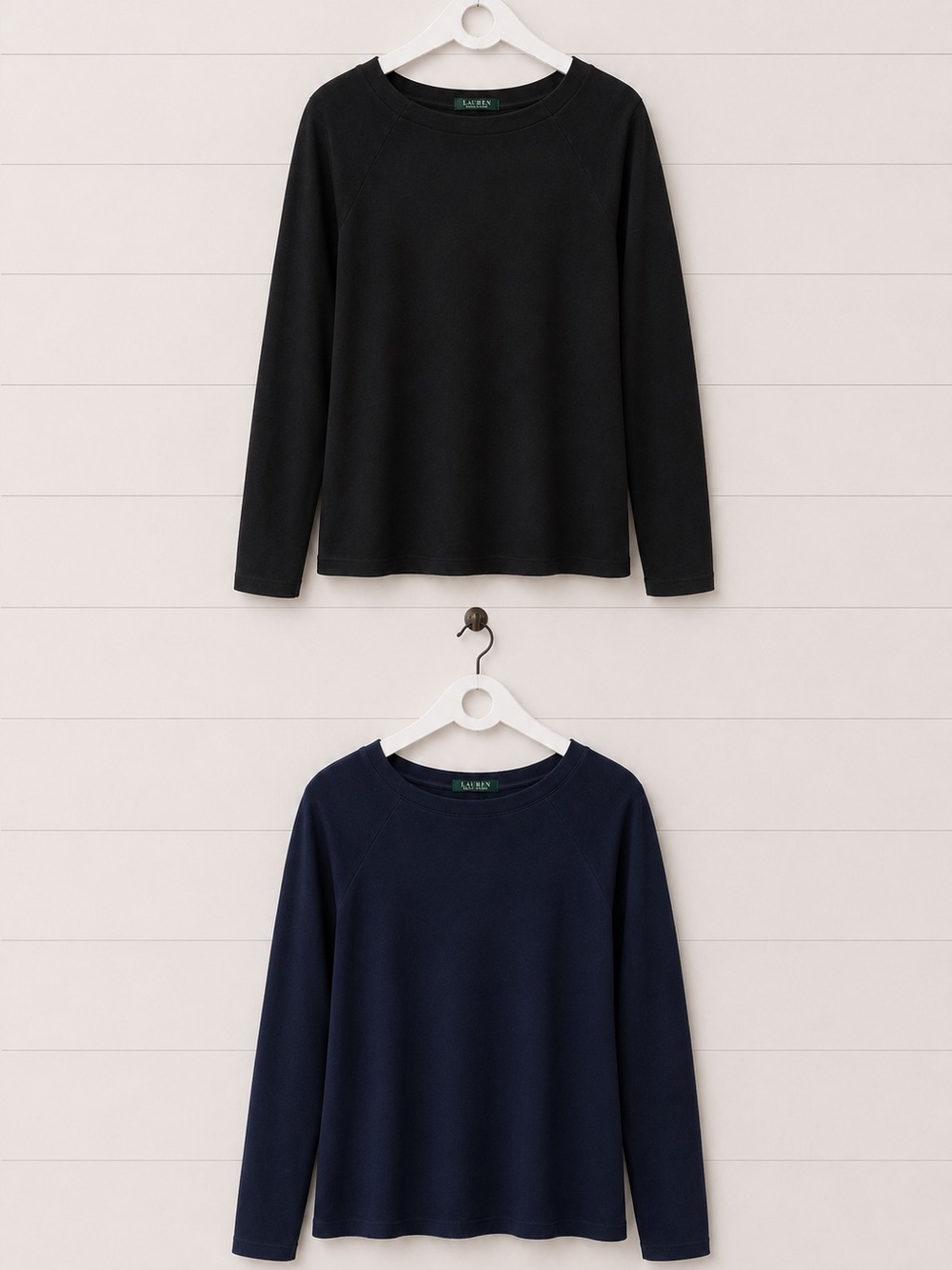 2 Ralph Lauren Long Sleeve Crewneck Tops - Black & Navy